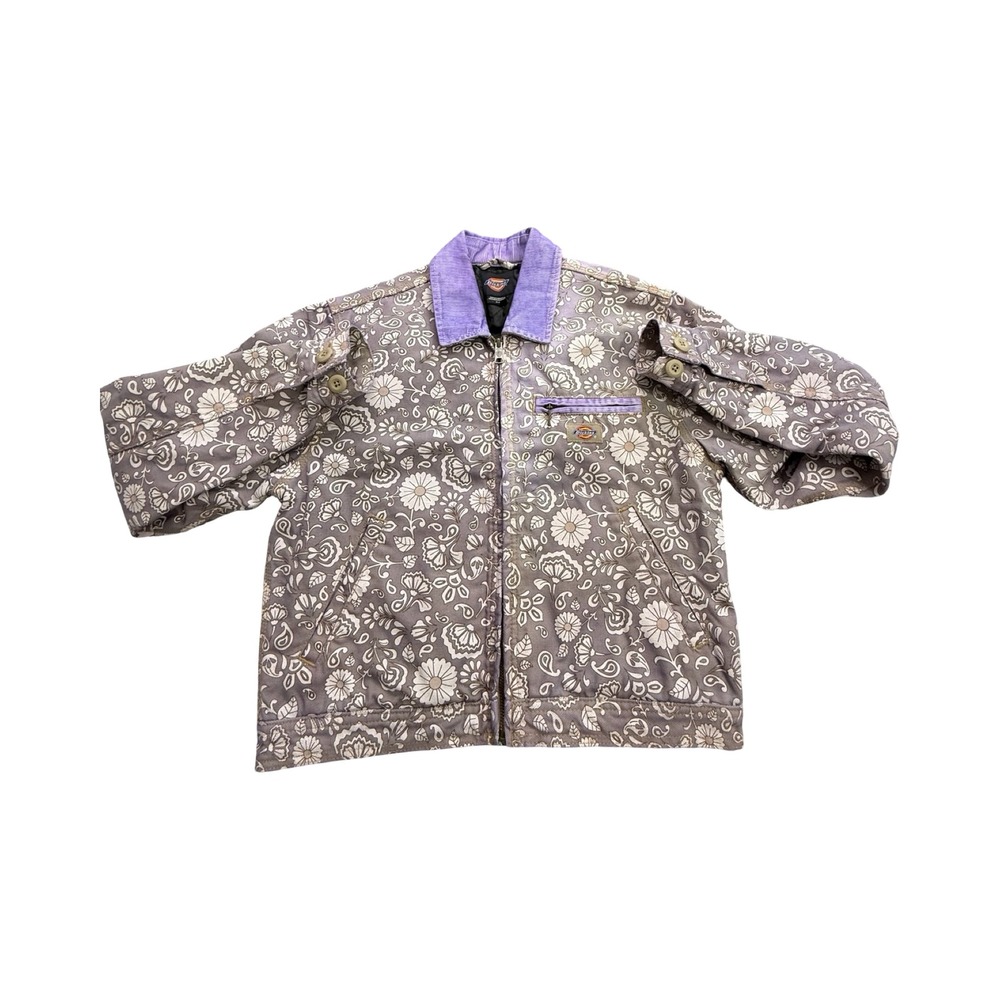 Dickies Eisenhower Jacket Womens Small Purple Floral Paisley Canvas Custom Dye - Picture 12 of 13